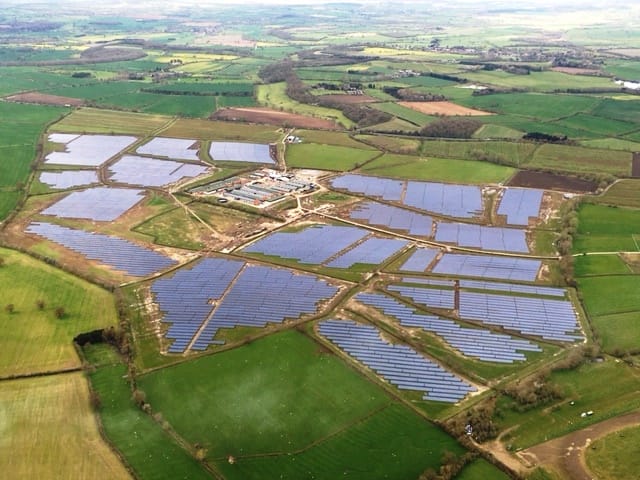 Development Aerial view of a UK solar farm